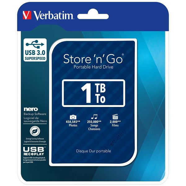 053200 Verbatim Store'n'Go 1TB USB 3.0 2,5'' moder zunanji disk