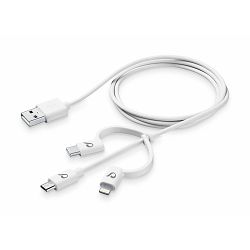 CellularLine USB kabel 3v1, MicroUSB/MFI/USB-C, 1m