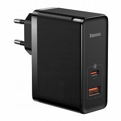 BASEUS hišni polnilec GaN5 Pro 100W USB+USB-C + kabel C-C, črn