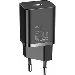 BASEUS hišni polnilec USB-C  25W, Super Si Quick, črn
