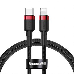 BASEUS kabel Cafule, USB-C  - lightning, 1m, črna+rdeča