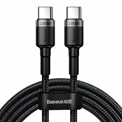 BASEUS kabel Cafule USB-C - USB-C, 2m, 5A 100W, črna+siva