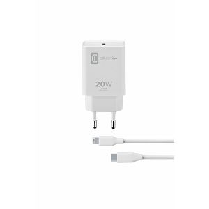 CellularLine hišni polnilec, USB-C 20W + kabel USB-C - LIGHTNING, Apple, bel