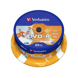 VERBATIM DVD-R AZO 4.7GB 16X WIDE PRINTABLE SURFACE 25PK