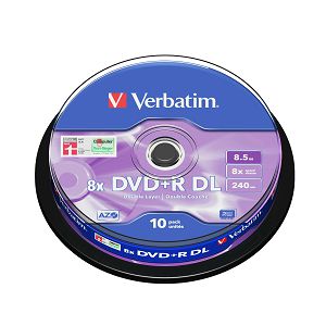 VERBATIM DVD+R DOUBLE LAYER 8.5GB 8X MATT SILVER SURFACE 10PK